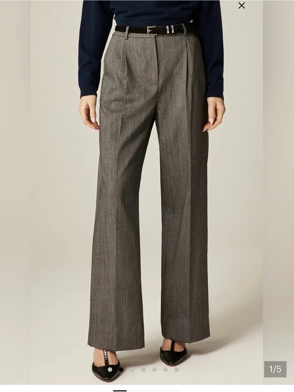 J. Crew Essential Wide-Leg Pant in Italian Studio Wool Blend Grey Nova Fides 4